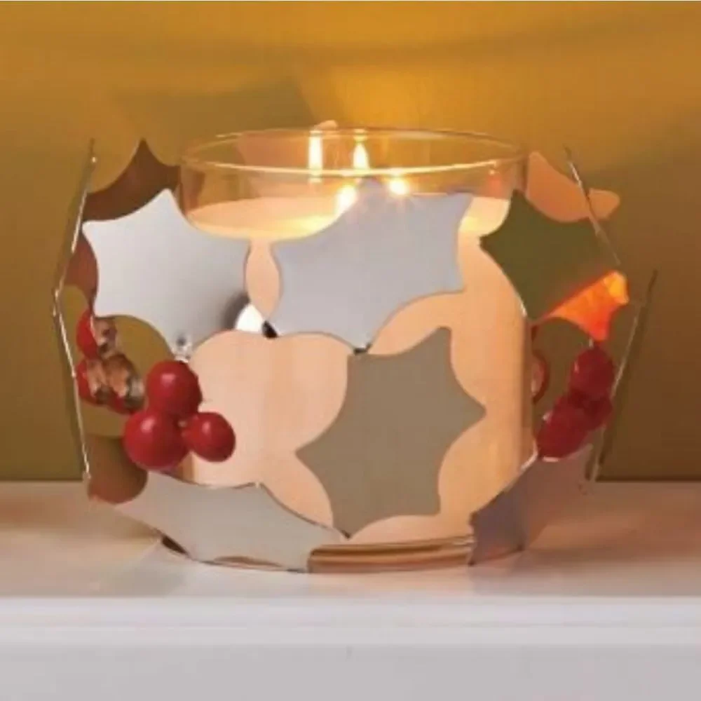 🩵NIB Partylite Silver Modern Holly Jar Candle Holder